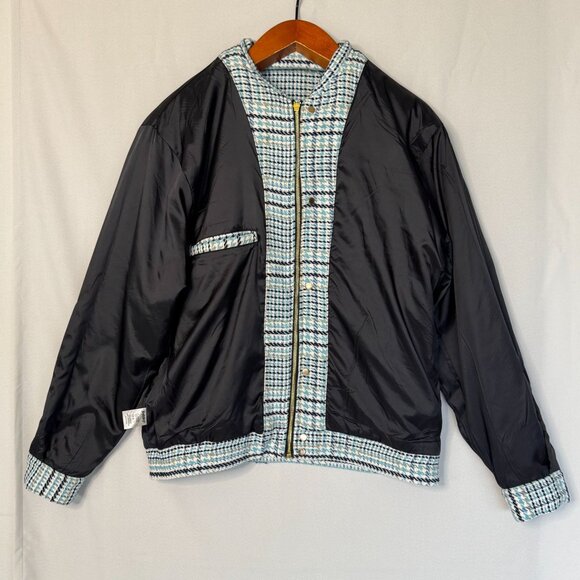 Bogey Boys Blue Black Ivory Sage Green Hounds Tooth Weekend Golf Jacket Size L - Picture 12 of 16
